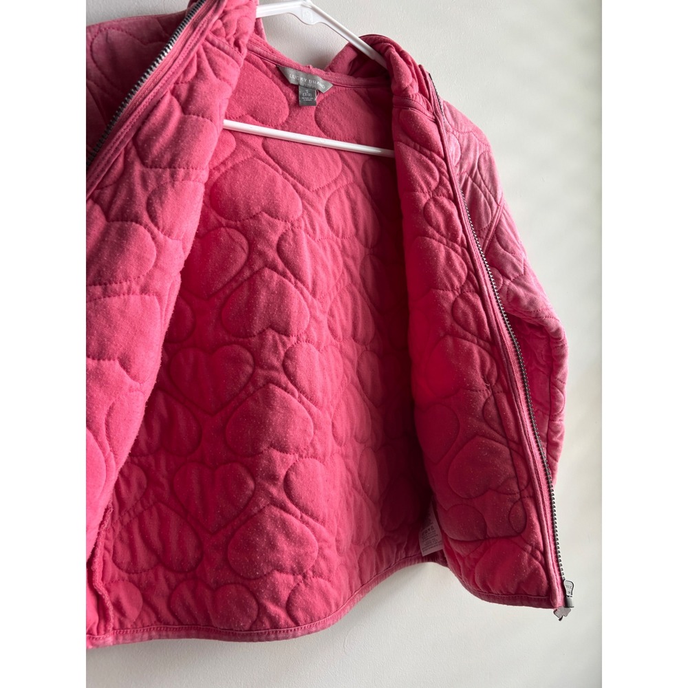 Lucky Brand Pink Quilted Heart Hoodie Kids Size S (7/8) - Picture 5 of 7